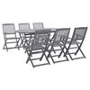 vidaXL 7 Piece Garden Dining Set Solid Acacia Wood Grey