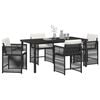 vidaXL Garden Dining Set 5 pcs Black Poly Rattan