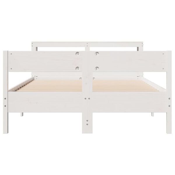 vidaXL Bed Frame without Mattress White 150x200 cm King Size Solid Wood Pine