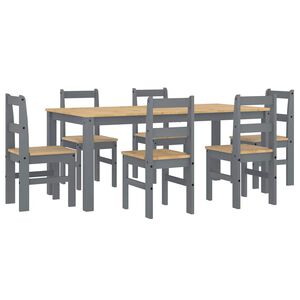 vidaXL 7 Piece Dining Set PANAMA Grey Solid Wood Pine