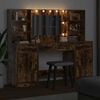 vidaXL Dressing Table Set with Drawer 3 pcs Smoked Oak Engineered Wood