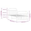 vidaXL Metal Bed Frame without Mattress with Footboard White 100x190cm