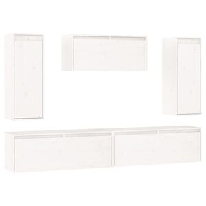 vidaXL TV Cabinets 5 pcs White Solid Wood Pine