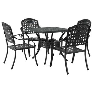 vidaXL Garden Table Set 5 pcs Black Cast Aluminium