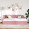 vidaXL Corner Bed Frame with Headboard Pink 90 cm x 200 cm Fabric