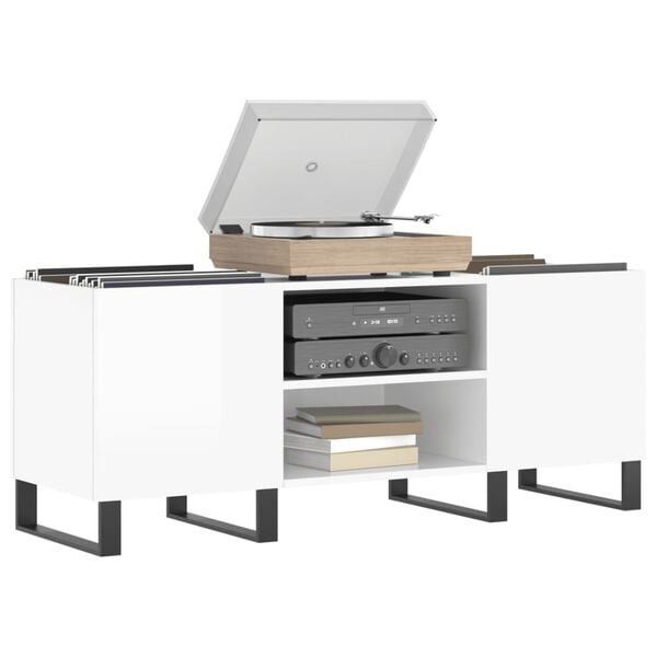 vidaXL Record Cabinet High Gloss White 121x38x48 cm Engineered Wood