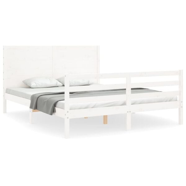 vidaXL Bed Frame without Mattress White 160x200 cm Solid Wood