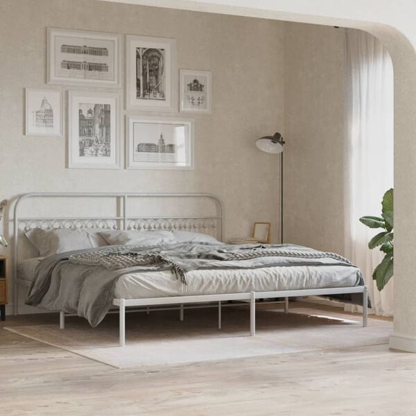 vidaXL Metal Replace Headboard White 200 cm