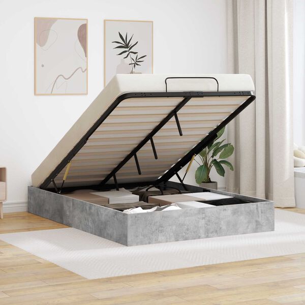 vidaXL Ottoman Bed Frame Concrete Grey 120 x 200 cm Engineered Wood