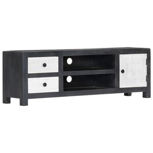 vidaXL Hand Carved TV Cabinet Grey&White 120x30x40 cm Solid Wood Mango