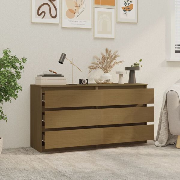 vidaXL Bedside Cabinets 2 pcs Honey Brown 60x36x64 cm Solid Pinewood