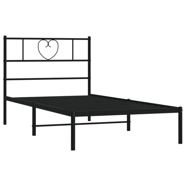 vidaXL Metal Bed Frame without Mattress with Headboard Black 90x200cm