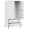 vidaXL Wardrobe with Metal Legs White 90x55x172.5 cm Solid Wood OSLO