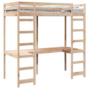 vidaXL Loft Bed Frame Natural 75 x 190 cm Solid Pine Wood