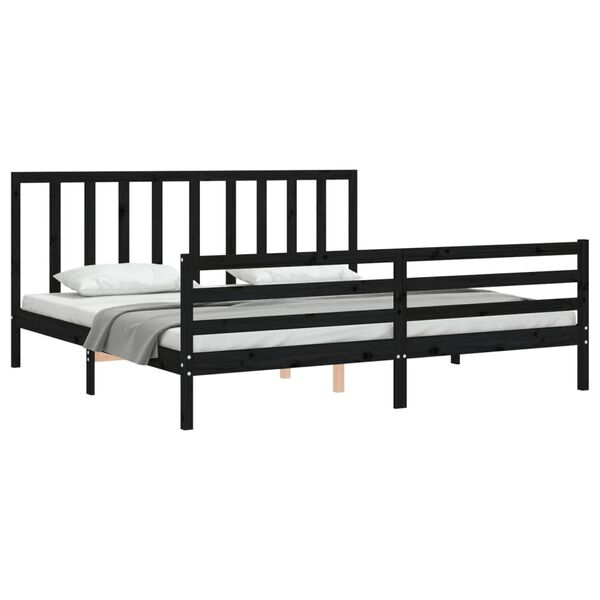 vidaXL Bed Frame without Mattress Black 200x200 cm Solid Wood Pine