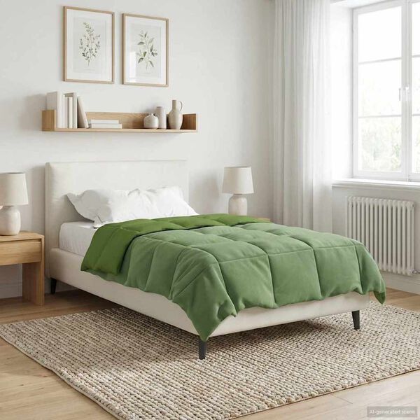 vidaXL Full Year Duvet Quilted Green 155 x 220 cm Microfiber