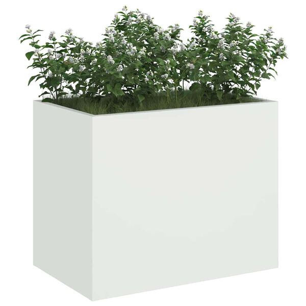 vidaXL Garden Planter White 50 x 32 x 40 cm Cold-rolled Steel