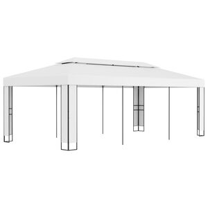 vidaXL Canopy | White | 100% Polyester, Powder-Coated Steel | 3x6 m | Foldable
