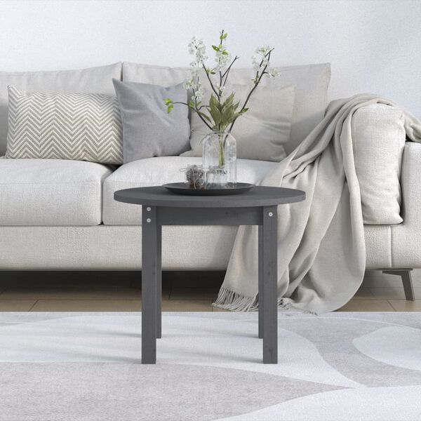 vidaXL Coffee Table Grey &Oslash; 55x45 cm Solid Wood Pine