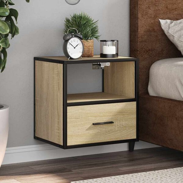 vidaXL Wall-mounted Bedside Cabinet Sonoma Oak 40x31x39.5 cm