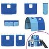 vidaXL Kids'Loft Bed Frame with Curtains, Arch, Slide White and Blue