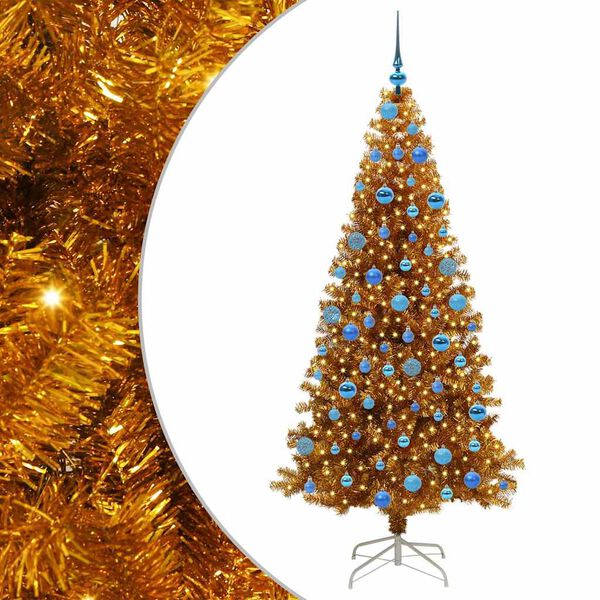 vidaXL Christmas Tree with 300 LEDs with Stand Gold 180 cm PET