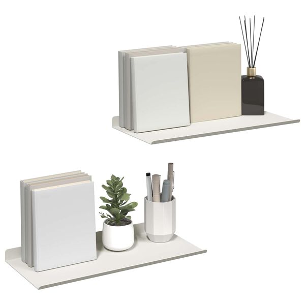 vidaXL Floating Shelf Wall-mounted 2 pcs White 40 x 18 x 2.5 cm Steel