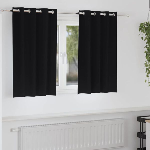 vidaXL Blackout Curtains with Rings 2 pcs Black 140 x 140 cm Polyester