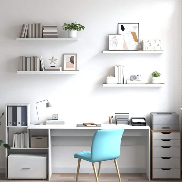 vidaXL Floating Wall Shelves 4 pcs Oak and White 90x23.5x3.8 cm MDF