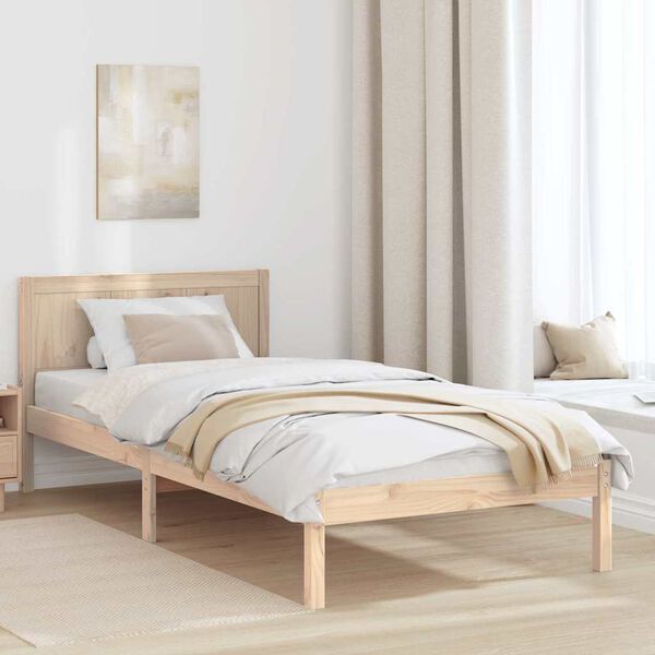 vidaXL Bed Frame Brown 90 x 190 cm Solid Pine wood