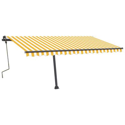 vidaXL Manual Retractable Awning with LED 450x300 cm Yellow and White