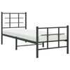 vidaXL Metal Bed Frame without Mattress with Footboard Black 75x190cm