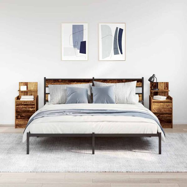 vidaXL Bedside Cabinets with 2 Drawers 2 pcs Old Wood 38x34x80 cm