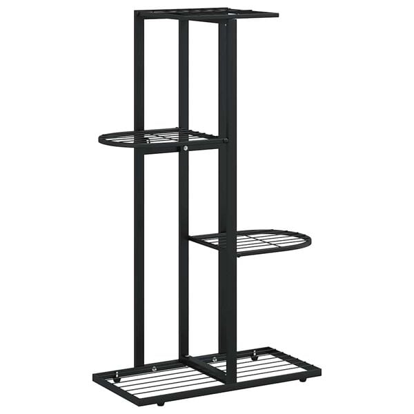 vidaXL 4-Floor Flower Stand 43x22x76 cm Black Metal