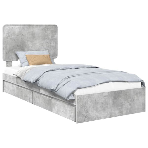vidaXL Storage Bed Concrete Grey 100 x 200 cm Engineered Wood
