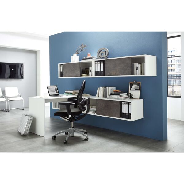 Germania Sliding Door Shelf Altino 120x35.6x36.6 cm Basalto Dark and White