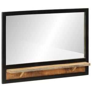vidaXL Mirror with Shelf 80x8x55 cm Glass and Solid Wood Mango