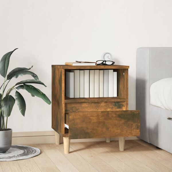 vidaXL Bedside Cabinet Smoked Oak 40x35x50 cm