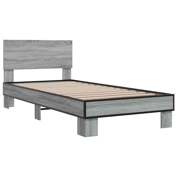 vidaXL Bed Frame without Mattress Grey Sonoma 75x190 cm Small Single