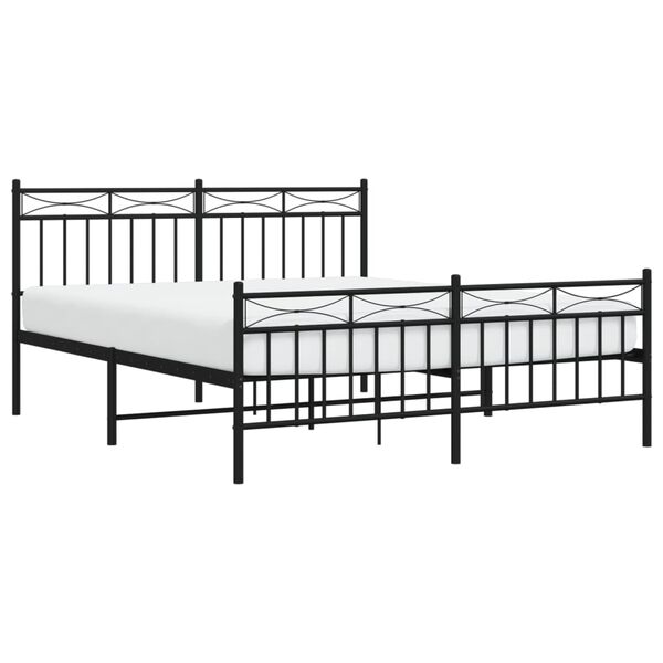 vidaXL Metal Bed Frame without Mattress with Footboard Black 150x200cm