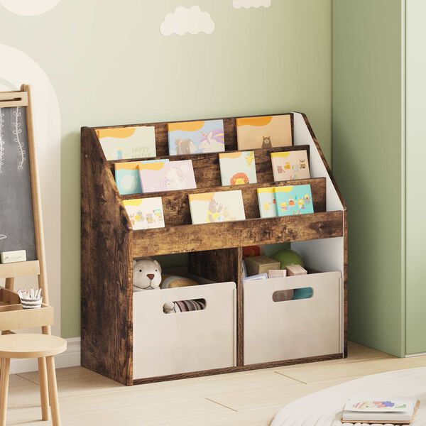 vidaXL Kids Bookshelf Smoked Oak 72.5 x 29.5 x 69 cm Engineered Wood