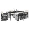 vidaXL Garden Dining Set 5 pcs Black Poly Rattan