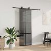 vidaXL Sliding Door with Hardware Set Black 76x205 cm Tempered Glass