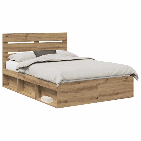 vidaXL Bed Frame Artisian Oak 150 x 200 cm Solid Pine Wood