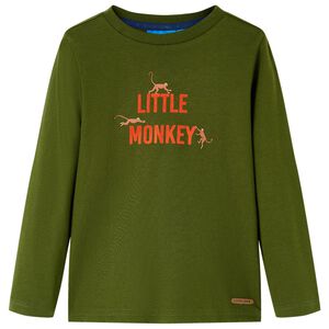 vidaXL Kids' T-shirt with Long Sleeves Dark Khaki 104