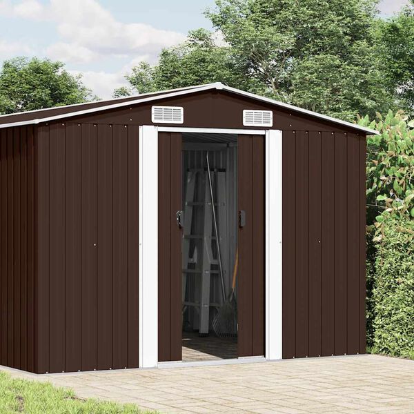 vidaXL Garden Shed 257x392x181 cm Metal Brown