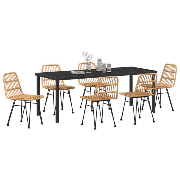 vidaXL Garden Dining Set 7 pcs Brown Powder-Coated Steel