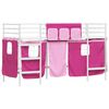 vidaXL Kids'Loft Bed Frame with Curtains White and Pink 90 x 190 cm