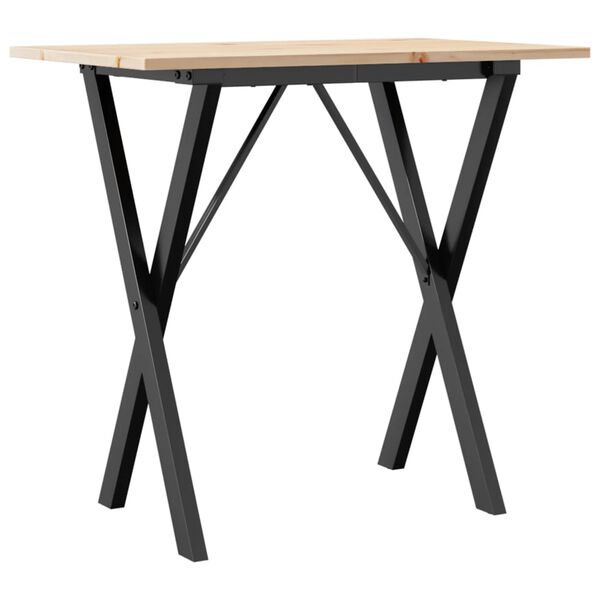 vidaXL Dining Table X-Frame 80x50x75 cm Solid Wood Pine and Steel