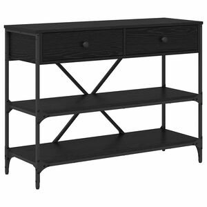 vidaXL Console Table with Drawer Black Oak 100 x 34.5 x 75 cm Wood